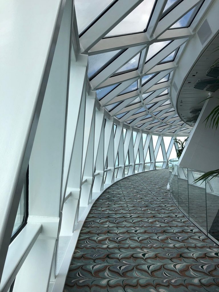 cruise ship, corridor, hallway, carpet, nautical, edge, architecture