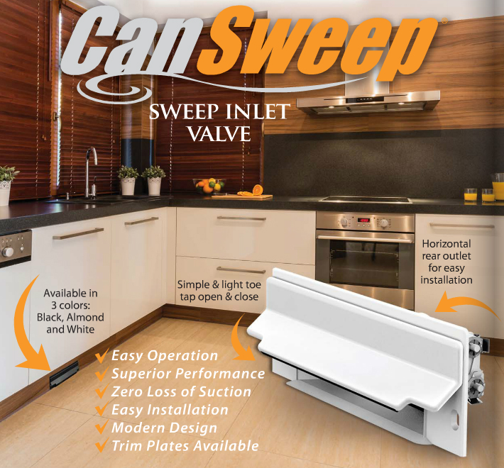 Image of a CanSweep terminal in front of a kitchen with text pointing out all of the advantages.
